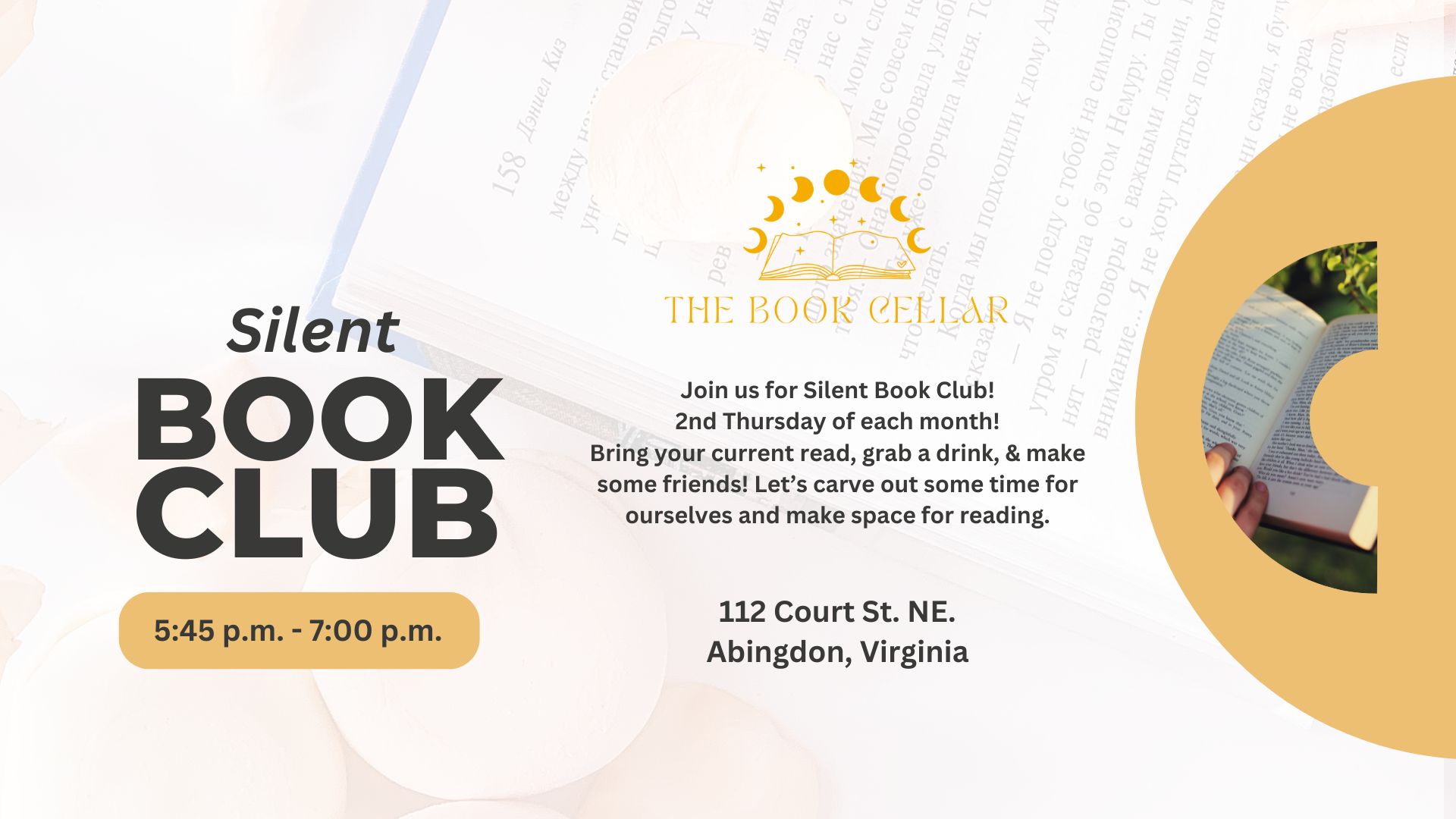 Silent Book Club Event Flyer